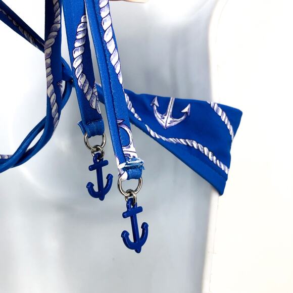 SEAFOLLY Women's Set Sail Cross Back Bralette Bikini Top Size 8 Blue Azure NWT - Picture 7 of 11